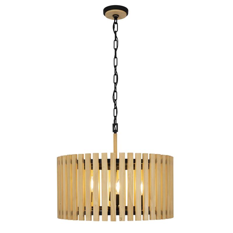 Suratto 6-Light 24" Diameter Wood Slat Pendant - N/A - Bed Bath ...